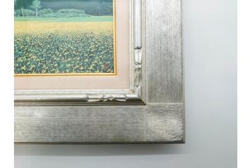 真作　石坂仁良　「緑風」　SM　絵画(油彩、油絵、風景、山、花畑、サイン付き、肉筆、額装)(R-079906)