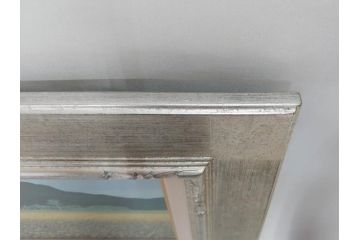 真作　石坂仁良　「緑風」　SM　絵画(油彩、油絵、風景、山、花畑、サイン付き、肉筆、額装)(R-079906)