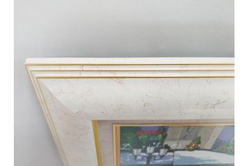 真作　斎藤要　「午後のカフェ」　F4(4号)　絵画(喫茶店、油彩、油絵、サイン付き、肉筆、額装)(R-079907)
