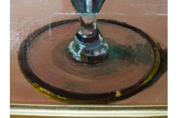真作　一水会委員 鈴木益躬　「ベネチアグラスの花」　F6(6号)　絵画(油彩、椿、花瓶、油絵、サイン付き、肉筆、額装、ヴェネチアン)(R-079908)