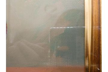 真作　一水会委員 鈴木益躬　「ベネチアグラスの花」　F6(6号)　絵画(油彩、椿、花瓶、油絵、サイン付き、肉筆、額装、ヴェネチアン)(R-079908)