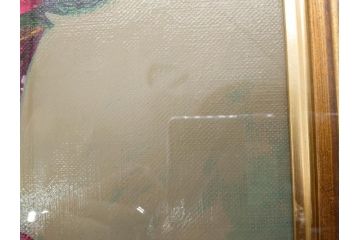 真作　一水会委員 鈴木益躬　「ベネチアグラスの花」　F6(6号)　絵画(油彩、椿、花瓶、油絵、サイン付き、肉筆、額装、ヴェネチアン)(R-079908)