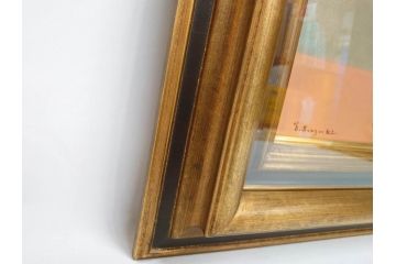 真作　一水会委員 鈴木益躬　「ベネチアグラスの花」　F6(6号)　絵画(油彩、椿、花瓶、油絵、サイン付き、肉筆、額装、ヴェネチアン)(R-079908)