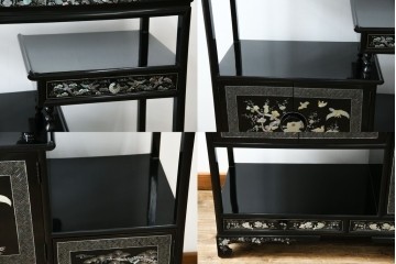 アジアンビンテージ　韓国　華やかな螺鈿(ラデン)細工が目を引く茶棚　(R-079919)