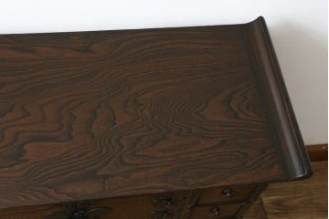 アジアンビンテージ　お部屋に個性をプラスしてくれる李朝デザインの小振りなサイドキャビネット(李朝箪笥、李朝タンス、小物収納、収納棚、戸棚、飾り棚、ヴィンテージ)(R-079921)