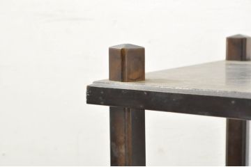 和製ビンテージ　和モダンのお部屋に映える格子扉付きの小さな飾り棚(茶棚、違い棚、収納棚、戸棚、ヴィンテージ)(R-079922)