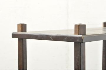 和製ビンテージ　和モダンのお部屋に映える格子扉付きの小さな飾り棚(茶棚、違い棚、収納棚、戸棚、ヴィンテージ)(R-079922)