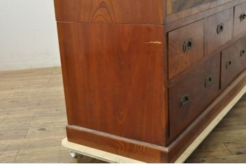 和製アンティーク　高級品!!　新潟産　前面欅(ケヤキ)材　玉杢　黒柿材　漆塗り　表情豊かな木材の魅力をふんだんに味わえる和箪笥(衣装タンス、整理箪笥、収納箪笥、観音箪笥、時代箪笥、引き出し、チェスト)(R-079925)