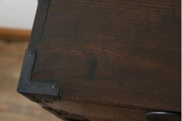 和製アンティーク　明治大正期　前面欅(ケヤキ)材　玉杢　美しい杢目と重厚な金具が魅力的な新潟帳場箪笥(和たんす、収納タンス、整理箪笥、時代箪笥、引き出し、戸棚、収納棚)(R-079926)