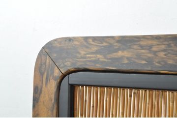 和製アンティーク　高級品!!　黒柿材　和の雰囲気を盛り立てる透かし彫り入りの衝立て(パーテーション、衝い立て、つい立て、間仕切り)(R-079927)
