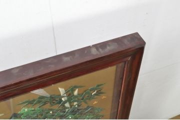 アジアンビンテージ　美品!!　高級品!!　花梨(カリン)材　まるで美術品のような玉石細工が見事な特大衝立て(衝い立て、パーテーション、つい立て、間仕切り、ディスプレイ、店舗什器)(R-079931)