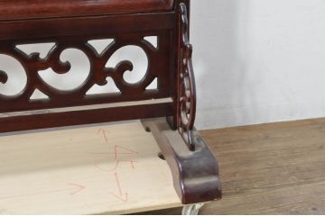 アジアンビンテージ　美品!!　高級品!!　花梨(カリン)材　まるで美術品のような玉石細工が見事な特大衝立て(衝い立て、パーテーション、つい立て、間仕切り、ディスプレイ、店舗什器)(R-079931)