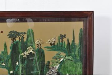 アジアンビンテージ　美品!!　高級品!!　花梨(カリン)材　まるで美術品のような玉石細工が見事な特大衝立て(衝い立て、パーテーション、つい立て、間仕切り、ディスプレイ、店舗什器)(R-079931)