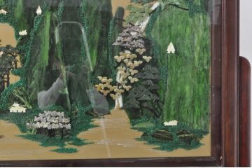 アジアンビンテージ　美品!!　高級品!!　花梨(カリン)材　まるで美術品のような玉石細工が見事な特大衝立て(衝い立て、パーテーション、つい立て、間仕切り、ディスプレイ、店舗什器)(R-079931)