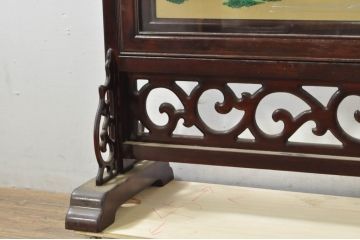 アジアンビンテージ　美品!!　高級品!!　花梨(カリン)材　まるで美術品のような玉石細工が見事な特大衝立て(衝い立て、パーテーション、つい立て、間仕切り、ディスプレイ、店舗什器)(R-079931)