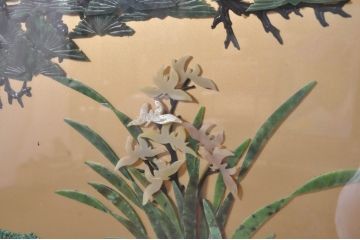 アジアンビンテージ　美品!!　高級品!!　花梨(カリン)材　まるで美術品のような玉石細工が見事な特大衝立て(衝い立て、パーテーション、つい立て、間仕切り、ディスプレイ、店舗什器)(R-079931)