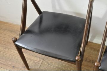 和製ビンテージ　OLD(オールド) KOSUGA(コスガ)　昭和レトロな雰囲気たっぷりのダイニングチェア2脚セット(椅子、イス、バラ売り可能)(R-079934)