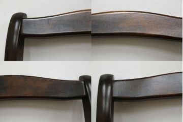 中古　北海道民芸家具　HM686　ゆるりと曲線を描くフォルムが魅力的なダイニングチェア(イス、椅子、板座チェア)(定価2脚で約8万円)(R-079935)