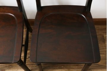 中古　北海道民芸家具　HM686　ゆるりと曲線を描くフォルムが魅力的なダイニングチェア(イス、椅子、板座チェア)(定価2脚で約8万円)(R-079935)