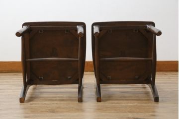 中古　北海道民芸家具　HM686　ゆるりと曲線を描くフォルムが魅力的なダイニングチェア(イス、椅子、板座チェア)(定価2脚で約8万円)(R-079935)