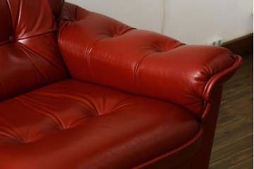 和製ヴィンテージ　激レア　希少!!　富士ファニチア(FUJI FURNITURE)　本革　組み合わせ自在なレザーソファ　(R-079936)