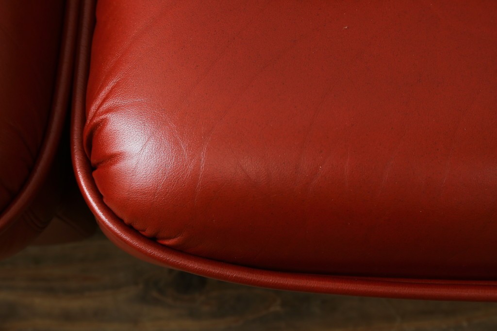 和製ヴィンテージ　激レア　希少!!　富士ファニチア(FUJI FURNITURE)　本革　組み合わせ自在なレザーソファ　(R-079936)