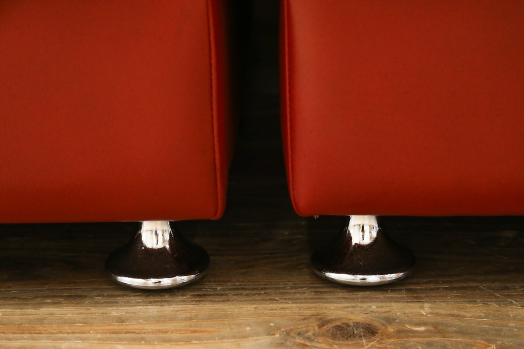 和製ヴィンテージ　激レア　希少!!　富士ファニチア(FUJI FURNITURE)　本革　組み合わせ自在なレザーソファ　(R-079936)