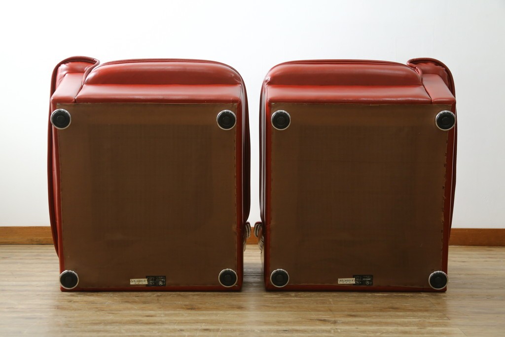 和製ヴィンテージ　激レア　希少!!　富士ファニチア(FUJI FURNITURE)　本革　組み合わせ自在なレザーソファ　(R-079936)