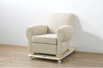 中古　フランス輸入家具　ファブリック　お部屋に取り入れやすいナチュラルモダンデザインのクラブソファ(1P、一人掛けソファ、アームソファ)(定価約25万円)(R-079939)