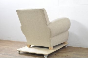 中古　フランス輸入家具　ファブリック　お部屋に取り入れやすいナチュラルモダンデザインのクラブソファ(1P、一人掛けソファ、アームソファ)(定価約25万円)(R-079939)