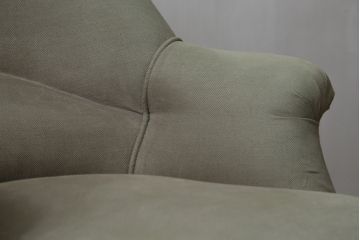 フランスアンティーク　ペイント　丸いフォルムと淡いカラーが可愛らしい1Pソファ2脚セット(一人掛け、サロンチェア、ラウンジチェア、椅子、イス、バラ売り可能)(R-079940)