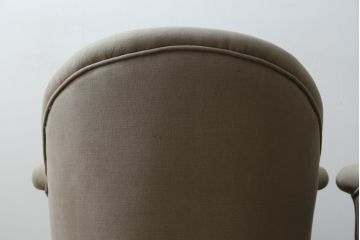 フランスアンティーク　ペイント　丸いフォルムと淡いカラーが可愛らしい1Pソファ2脚セット(一人掛け、サロンチェア、ラウンジチェア、椅子、イス、バラ売り可能)(R-079940)