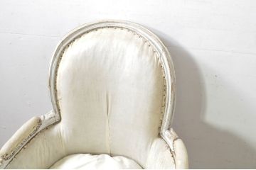 ジャンク品　フランスアンティーク　ペイント　ディスプレイにおすすめ!!シャビーな風合いがおしゃれなフレンチソファ2脚セット(1人掛けソファ、一人掛け、1P、アームソファ、ラウンジソファ、バラ売り可能)(R-079941)