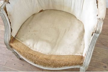 ジャンク品　フランスアンティーク　ペイント　ディスプレイにおすすめ!!シャビーな風合いがおしゃれなフレンチソファ2脚セット(1人掛けソファ、一人掛け、1P、アームソファ、ラウンジソファ、バラ売り可能)(R-079941)