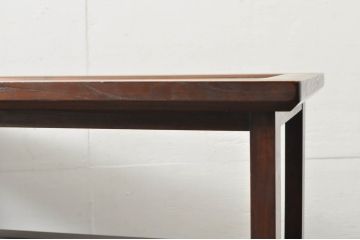 中古　美品!!　九州民芸家具　欅(ケヤキ)材　引き出し2杯付き　表情豊かな木目が魅力的なモダンデザインの茶棚(飾り棚、戸棚、収納棚、サイドキャビネット)(R-079948)