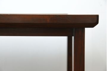 中古　美品!!　九州民芸家具　欅(ケヤキ)材　引き出し2杯付き　表情豊かな木目が魅力的なモダンデザインの茶棚(飾り棚、戸棚、収納棚、サイドキャビネット)(R-079948)