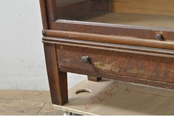 イギリスアンティーク　The Globe-Wernicke Co Ltd(ザ・グローブ・ウェルニッケ)　オーク材　引き出し2杯付き　木の風合いを楽しめるレトロナチュラルな雰囲気のスタッキングブックケース(本箱、本棚、書棚、ブックシェルフ、収納棚、戸棚、キャビネット、飾り棚、陳列棚、英国)(R-079950)