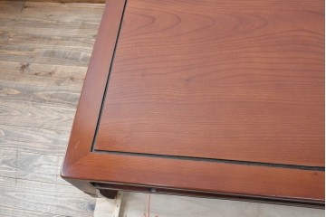 和製ヴィンテージ　超美品　総欅(ケヤキ)材　脚の個性的なデザインが目を引く座卓　(R-079951)