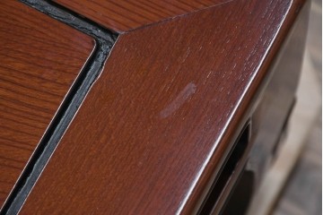和製ヴィンテージ　超美品　総欅(ケヤキ)材　脚の個性的なデザインが目を引く座卓　(R-079951)