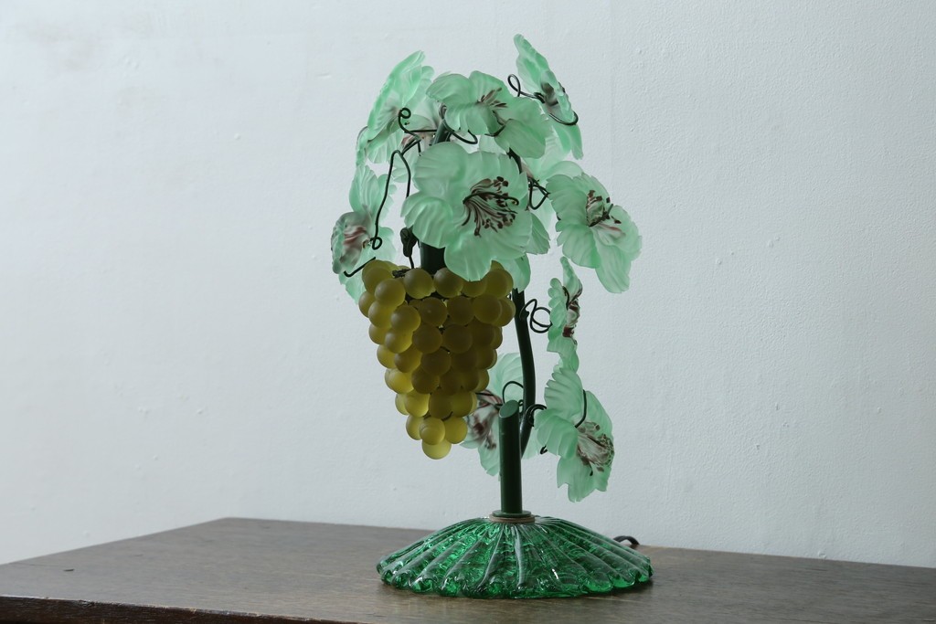 中古　美品!!　イタリア　トーソー社(TOSO CESARE)　ムラーノガラス(MURANO)　ブドウ(葡萄、ぶどう)　1灯　空間のアクセントになるテーブルスタンド　(R-079964)