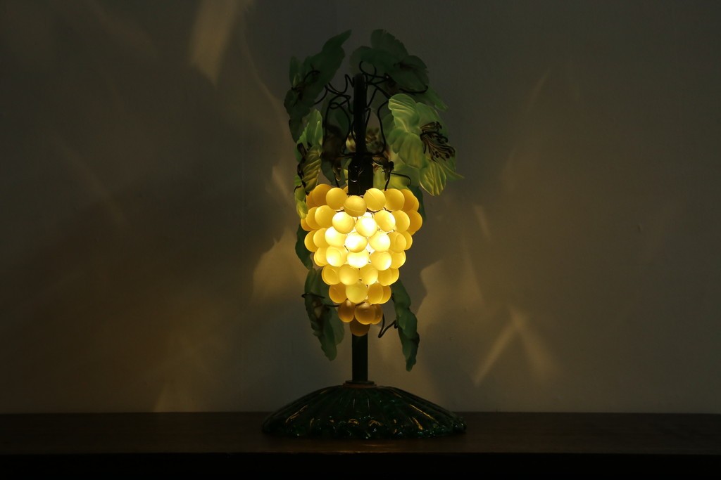 中古　美品!!　イタリア　トーソー社(TOSO CESARE)　ムラーノガラス(MURANO)　ブドウ(葡萄、ぶどう)　1灯　空間のアクセントになるテーブルスタンド　(R-079964)