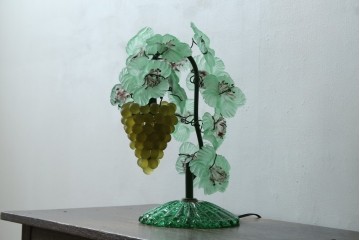 中古　美品!!　イタリア　トーソー社(TOSO CESARE)　ムラーノガラス(MURANO)　ブドウ(葡萄、ぶどう)　1灯　空間のアクセントになるテーブルスタンド　(R-079964)