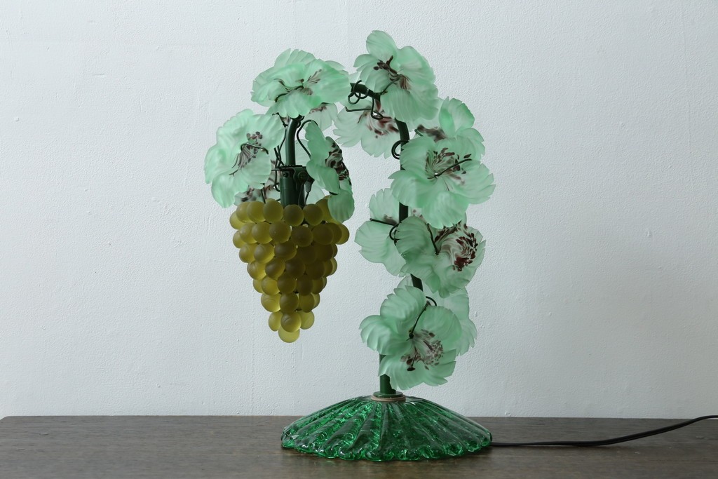 中古　美品!!　イタリア　トーソー社(TOSO CESARE)　ムラーノガラス(MURANO)　ブドウ(葡萄、ぶどう)　1灯　空間のアクセントになるテーブルスタンド　(R-079964)