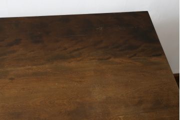 和製　民芸家具　個性的な形が目を引くレトロでおしゃれな平机(ワークデスク、作業台、在宅用、在宅ワーク用)(R-079966)