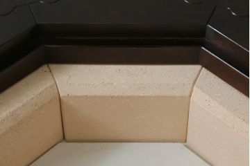 中古　星野民芸(星野民藝)　桜材　2way　個性的なデザインが存在感を放つ八角炉とサイドテーブルのセット(囲炉裏テーブル、木製火鉢、2人掛け、4人掛け、ダイニングテーブル、食卓、カフェテーブル、コーヒーテーブル、バラ売り可能)(R-079969)