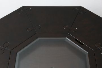 中古　星野民芸(星野民藝)　桜材　2way　個性的なデザインが存在感を放つ八角炉とサイドテーブルのセット(囲炉裏テーブル、木製火鉢、2人掛け、4人掛け、ダイニングテーブル、食卓、カフェテーブル、コーヒーテーブル、バラ売り可能)(R-079969)