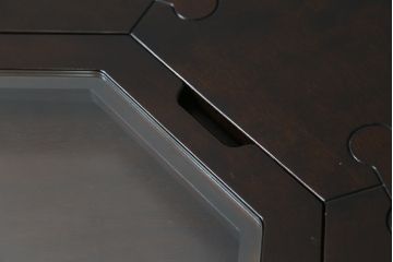 中古　星野民芸(星野民藝)　桜材　2way　個性的なデザインが存在感を放つ八角炉とサイドテーブルのセット(囲炉裏テーブル、木製火鉢、2人掛け、4人掛け、ダイニングテーブル、食卓、カフェテーブル、コーヒーテーブル、バラ売り可能)(R-079969)