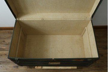 フランスアンティーク　Paul Romand PARIS　大振りサイズ!!　ヴィンテージスタイルのお部屋づくりにもってこいの男前な船トランク　(R-079972)