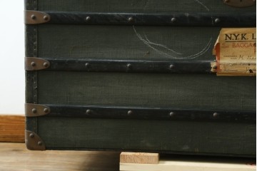 フランスアンティーク　Paul Romand PARIS　大振りサイズ!!　ヴィンテージスタイルのお部屋づくりにもってこいの男前な船トランク　(R-079972)