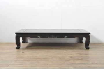 和製ビンテージ　美品　高級品!!　指物工芸家具　紫檀(シタン)材　漆塗り　上品な彫りの意匠が魅力的な座卓(ローテーブル、センターテーブル、ヴィンテージ)(R-079974)